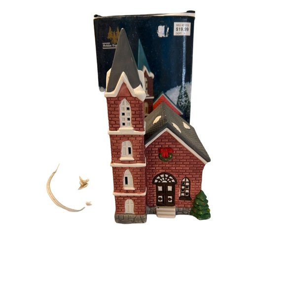 Holiday Expressions Dickens Collectibles Porcelain Lighted Church 6' cord Works - Picture 1 of 6